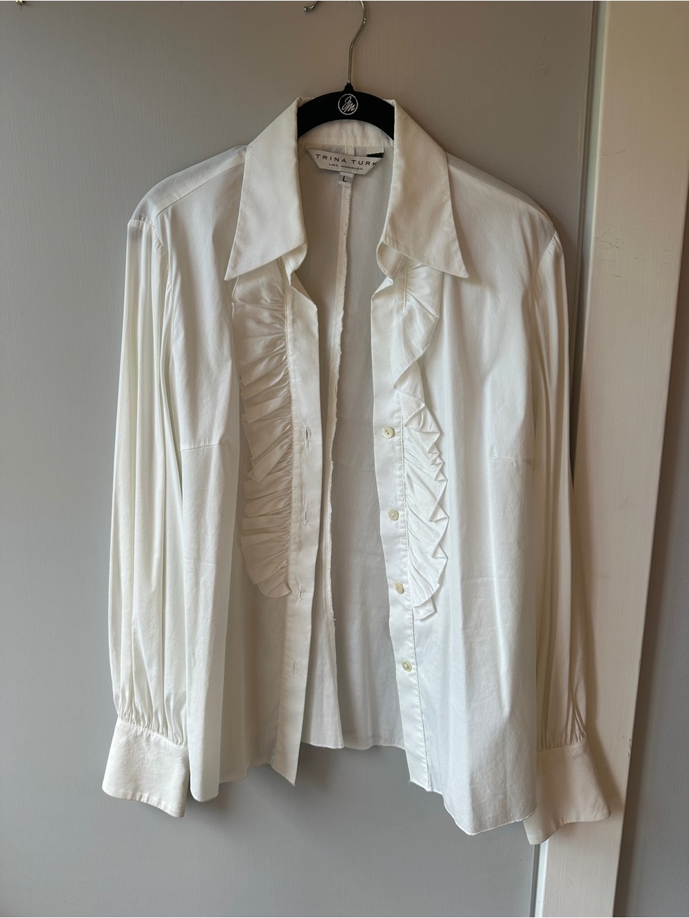 Trina Turk White Button-Front Blouse